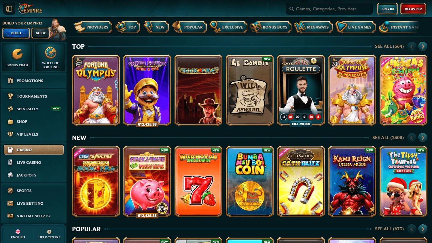 My Empire Casino games area on desktop